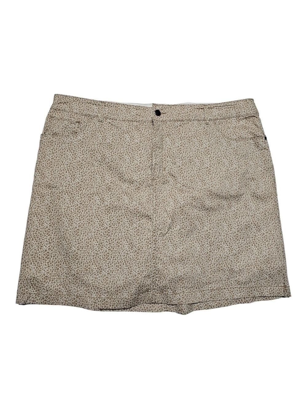 Croft & Barrow Animal Print Skort Size 18W Stretch Brown White Pockets Golf